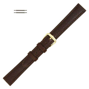 Leather Watch Strap 16MM Long Brown Polished Calf Style
