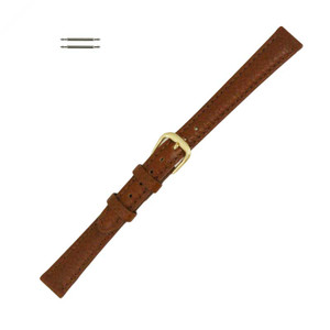 Leather Watch Strap 12mm Light Brown Polished Flat Calf Style 7 1/2 Inch Length