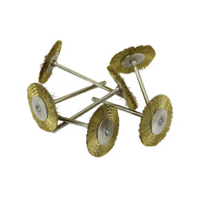 Mounted 1" Brass Wire Brush on Mandrel pkg of 6
