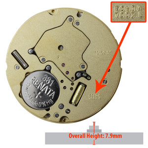 Harley Ronda 4 Hand Quartz Watch Movement HQ7003.L Multifunctions Retrograde and Big Date Overall Height 7.9mm