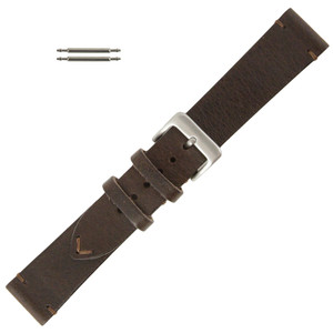 Brown Leather Watch Band Vintage Stitched 22MM