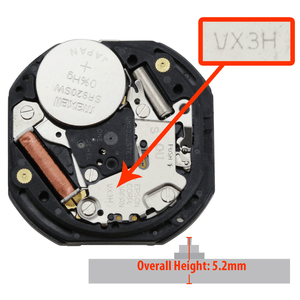 Hattori Japan Multifunction Quartz Watch Movement VX3H Overall Height 5.2mm
