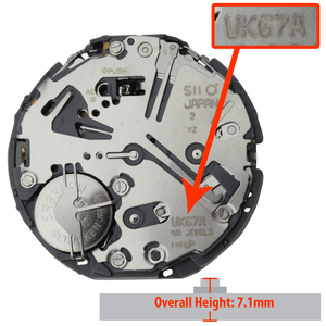 Hattori Japan Quartz Chrono Watch Movement VK67 Date at 4:30 Overall Height 7.1mm