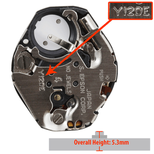 Hattori Japan 2 Hand Quartz Watch Movement Y120.2 Overall Height 5.3mm