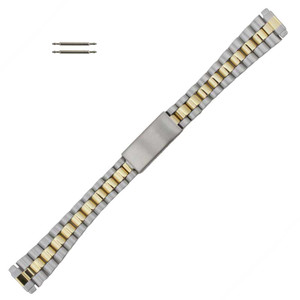 Hadley Roma Watch Band Two Toned Metal, Expandable Ends 10-14mm Hadley Roma Watch Band Two Toned Metal, Expandable Ends 10-14mm
