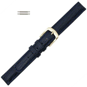 Dark Blue 12MM Shark Grain Leather Watch Band