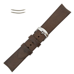 Curved Dark Brown Leather Watch Band 22MM