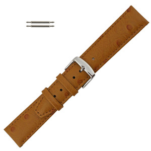 Ostrich Grain 20mm Tan Leather Watch Strap