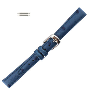 Ostrich Grain 14mm Blue Leather Watch Strap Ostrich Grain 14mm Blue Leather Watch Strap