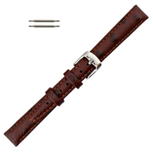 Ostrich Grain 14mm Reddish Brown Leather Watch Strap Ostrich Grain 14mm Reddish Brown Leather Watch Strap