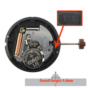 Harley Ronda Watch Movement HQ519 Quartz Movements Overall Height 4.4mm