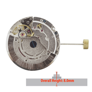 Chinese Automatic Watch Movement 8209-WHT Date at 3:00 24 Hour Disc at 6:00 Overall Height 8.0mm