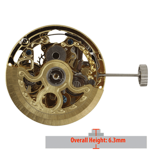 Chinese Automatic 2 Hand Watch Movement With Gold Plates 2691 Small Second at 6:00 Overall Height 6.3mm