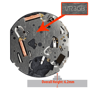 Hattori Japan Quartz Chronograph Watch Movement VR3G Date At 4:30 Overall Height 6.2mm