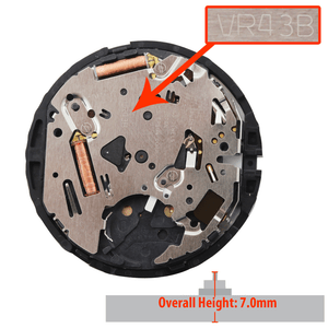 Hattori Japan Quartz Solar Watch Movement VR43 Date At 4:00 Overall Height 7.0mm