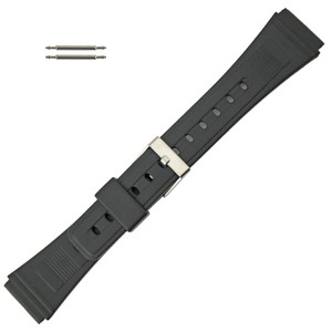 20mm Black Rubber Watch Band 7 2/8 Inch Length