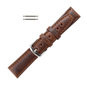 Hadley Roma Brown 17mm Oil Tanned Leather Watch Band 7 /16 Inch Length