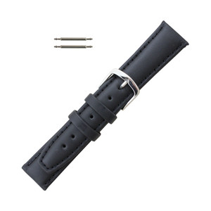 Hadley Roma Black 17mm Oil Tanned Leather Watch Band 7 7/16 Inch Length