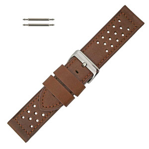 Brown Leather Watch Band 24mm Heavy Padding With Holes 7 3/4 Inch Length