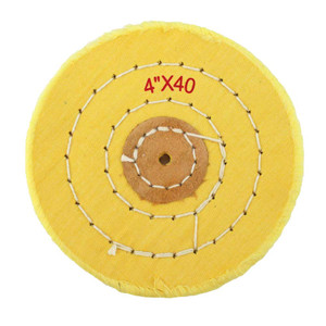 4 Inch Yellow Treated Muslin Polishing Buff 3 Rows Stitching with Leather Center