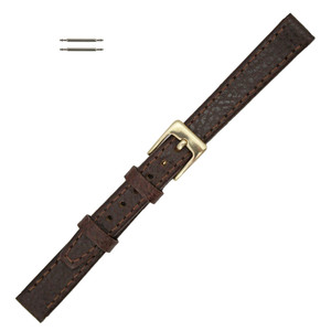 Leather Watch Strap 11mm Brown Polished Calf Flat Leather 6 3/4 Inch Length