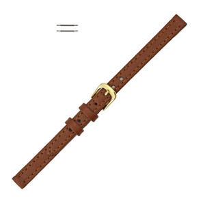 Leather Watch Strap 8mm Light Brown Polished Calf Flat Style 6 5/8 Inch Length