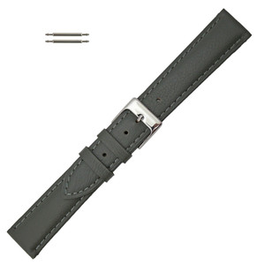 Hadley Roma Genuine Leather 16mm Leather Watch Strap Grey 7 1/2 Inch Length