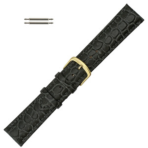 Hadley Roma Grey 18mm Croco Grain Padded Stitched Watch Strap 7 3/8 Inch Length