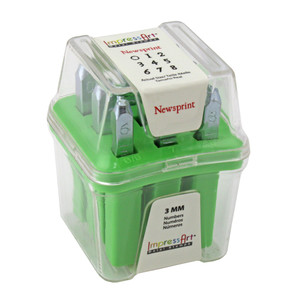 ImpressArt 3.0mm Newsprint Numbers PLATED Punch Set 9 pieces In Storage Box