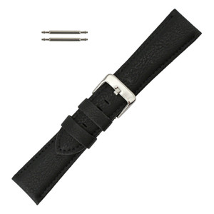 24mm Vegan Black Microfiber Watch Band 7 3/4 Inch Length