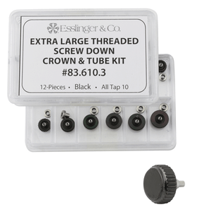 Extra Large Black Threaded Screw Down Crown and Tube Kit 12 Sets Extra Large Black Threaded Screw Down Crown and Tube Kit 12 Sets