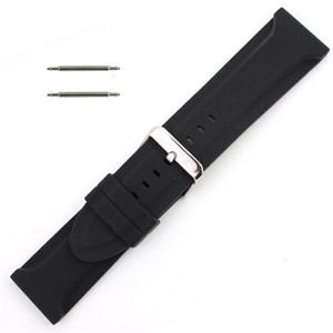 Black Silicone Watch Band 32mm Rubber Strap 8 Inch Length