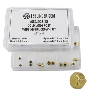 Waterproof Long Post Wide Knurl Quartz Watch Crown Assortment Gold To Fit 1.6mm And 1.8mm Case Tubes