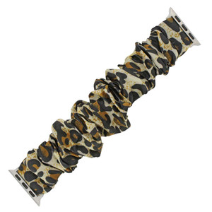 Leopard Print Elastic Scrunchie Style Watch Band Made to Fit 38mm Apple® Watch