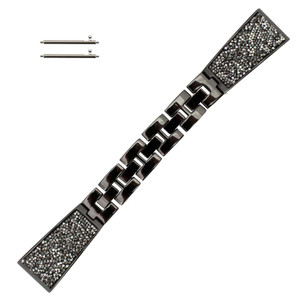 Crystal Encrusted 22mm Black Stainless Steel Watch Band Quick Release Spring Bar Made to Fit Samsung Smart Watch Crystal Encrusted 22mm Black Stainless Steel Watch Band Quick Release Spring Bar Made to Fit Samsung Smart Watch
