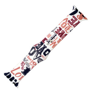 Printed Love Pattern Silicon Watch Band Made to Fit 38mm Apple® Watch