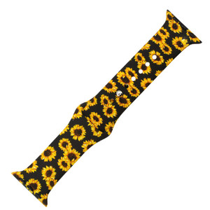 Printed Sunflower Pattern Silicon Watch Band Made to Fit 38mm Apple® Watch Printed Sunflower Pattern Silicon Watch Band Made to Fit 38mm Apple® Watch