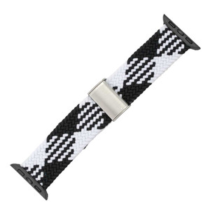 Black and White Braided Nylon Elastic Watch Band Made to Fit 42mm Apple® Watch Black and White Braided Nylon Elastic Watch Band Made to Fit 42mm Apple® Watch