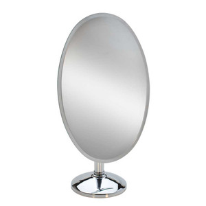 Chrome Pedestal 18 Inch Rimless Oval Mirror Chrome Pedestal 18 Inch Rimless Oval Mirror