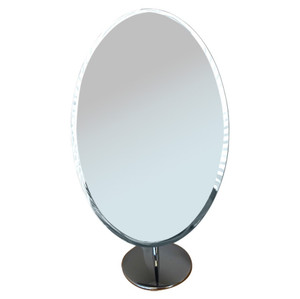 Chrome Pedestal 18 Inch Rimless Oval Mirror