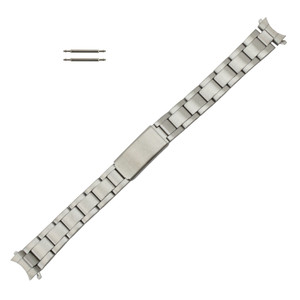 Silver Tone 6 1/2 Inch Length Metal Watch Band Multiple Curved End 12 to 16mm Silver Tone 6 1/2 Inch Length Metal Watch Band Multiple Curved End 12 to 16mm