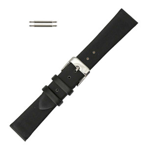 Hadley Roma 18mm Black Leather Watch Band Satin Finish Calf 6 5/8 Inch Length