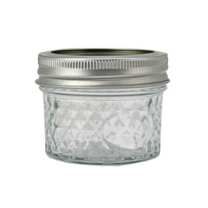 Clear Glass Jar 4 Oz Diamond Cut Design