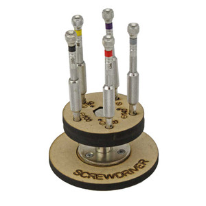 6 Piece High Torque Watch and Jewelry Screwdriver Set on Wood Base