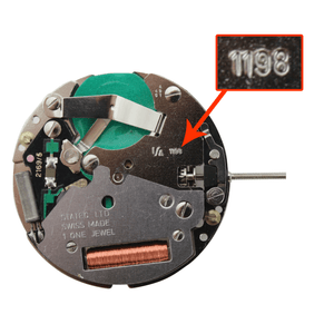 ISA 3 Hand Quartz Watch Movement ISA1198/106 Small Second Hand At 12:00 Overall Height 5.5mm