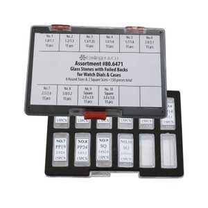 Glass Stones With Foiled Backs For Watch Dials And Cases, Round And Square 150 pc Kit