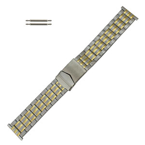 24mm Metal Watch Band Two Tone Stainless Steel 7 5/8 Inch Length