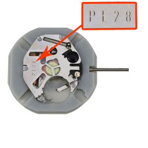 Chinese Sunon® 3 Hand Quartz Watch Movement PE28DD Day And Date At 3:00 Overall Height 4.5mm