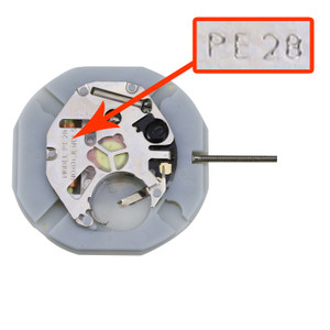 Chinese Sunon® 3 Hand Quartz Watch Movement PE28DD-6 Day And Date At 6:00 Overall Height 4.5mm