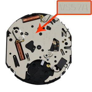 S. Epson Japanese Solar 5 Hand Quartz Watch Movement VS57 Battery Indicator Hand At 9:00 Date At 6:00 24 Hour Hand At 3:00 Overall Height 7.0mm